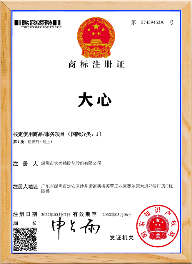 大心商标证书01-化学原料（注册号57459453A）(1)